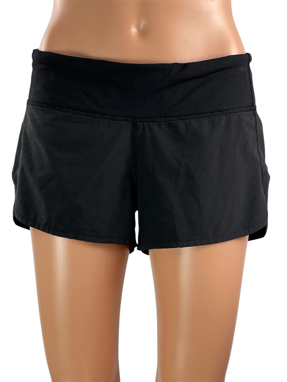 Lululemon Speed Up Women's Black Knit Activewear Athletic Running Shorts Size S